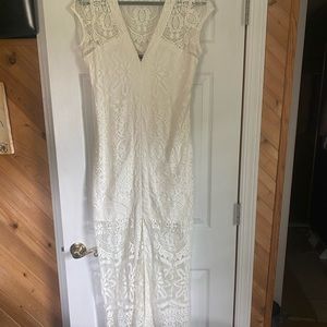 Express white lace long dressy dress size medium